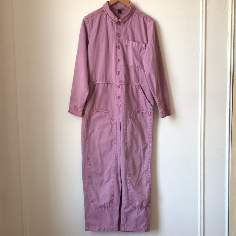 Universal Thread denim boiler jumpsuit pink lavender Cargo Utility 8 - Picture 2 of 16